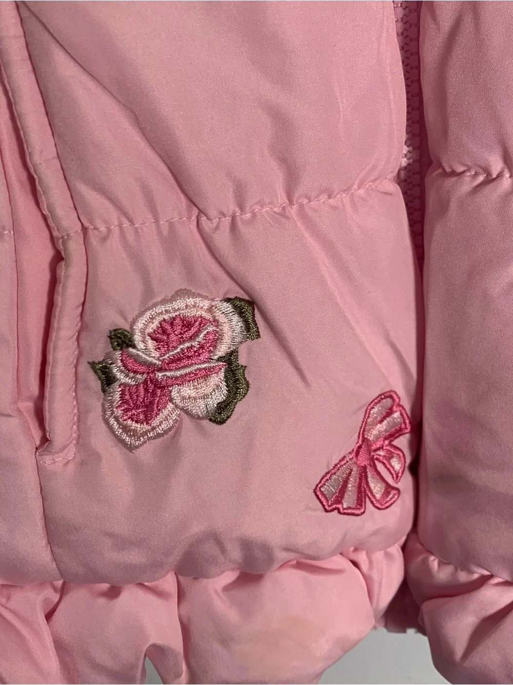 Rothschild Girls' Pink Puffer Jacket with Hood size 5/6 Embroidered